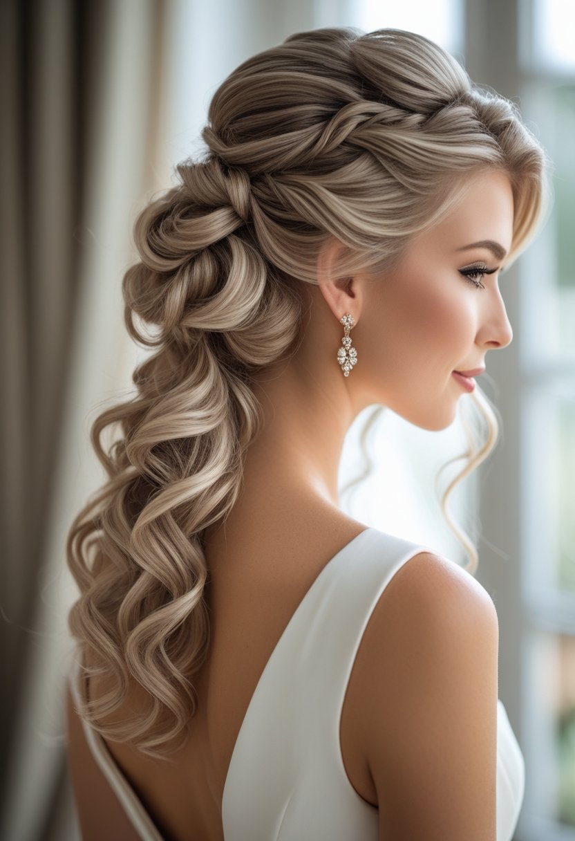 A woman with a half-up half-down hairstyle, smiling softly against a blurred background.