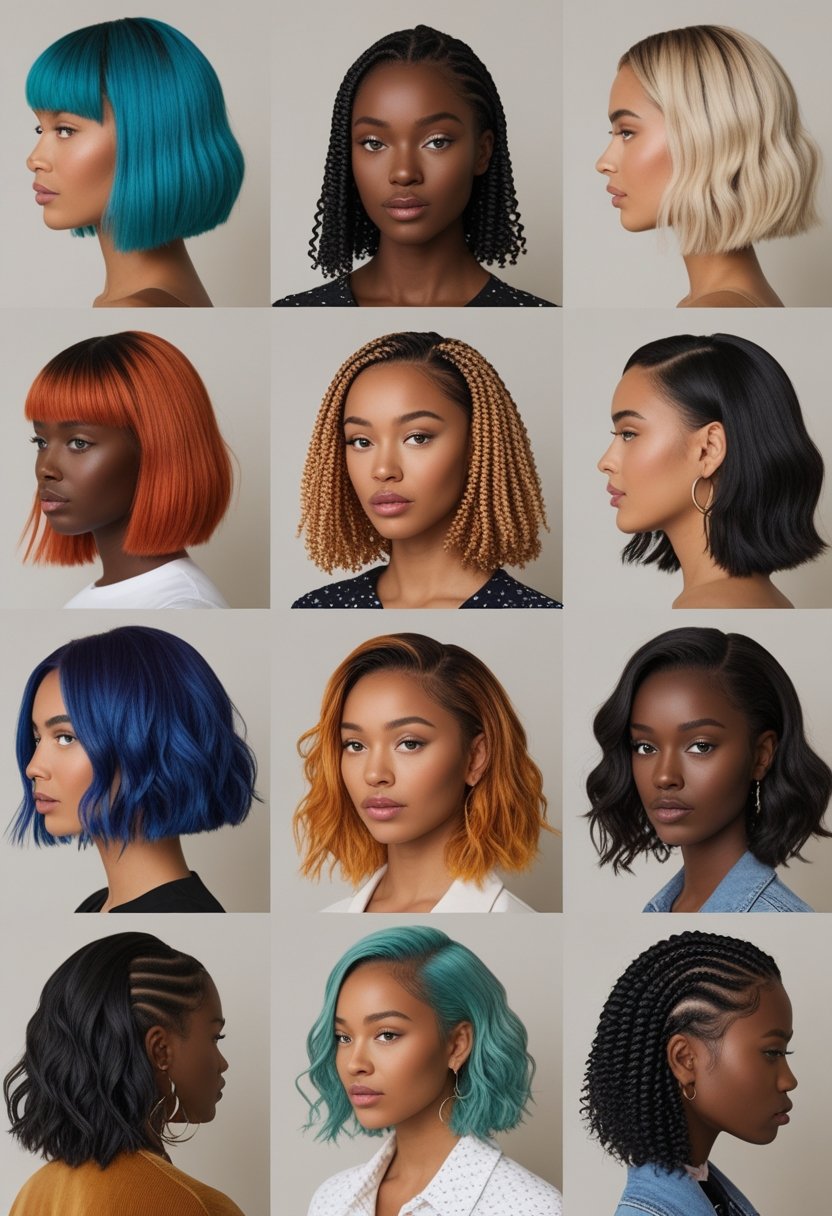A group of diverse people showing various modern hairstyles and hair colors.